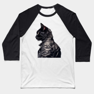 Leather Cat Baseball T-Shirt